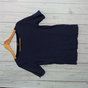 Ralph Lauren Navy blue polka dot top sz L